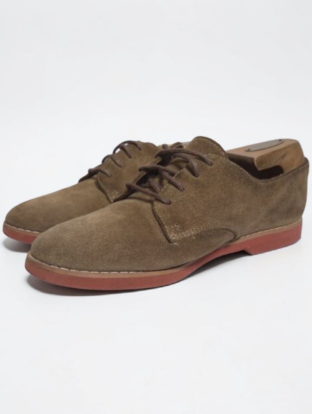 VTG Faded Glory Brown Suede Red Sole Derby Shoe Size 7.5 USA Lace Up Womens